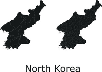 North Korea vector maps with administrative regions, municipalities, departments, borders