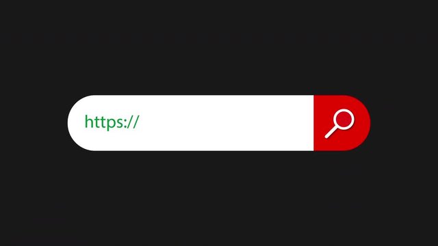 Search bar vector element design 4k animation. Search button on black background