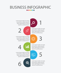 Vector Infographic thin line design with icons and 6 options or steps.