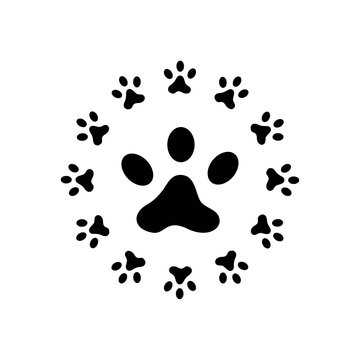 Illustration footprint pet logo vector in the circle claw 