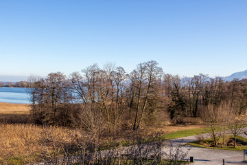 Panoramic view of the Chiemsee in Bavaria Germany
