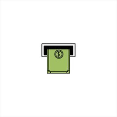 Illustration money withdraw in the ATM machine icon vector design