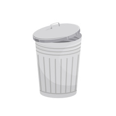 Trash can garbage lid ajar, vector illustration isolated on white background