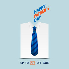 Father's day sale whit white shirt and necktie vector banner.