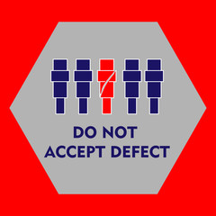 lean manufacturing icon, golden rulls, quality concept. Vector illustration. Sign do not accept defect