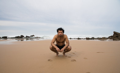 Portrait of a black man in the beach