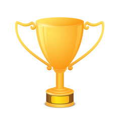 Golden trophy cup with text space isolated on white background. Gold bowl for champion. Vector illustration