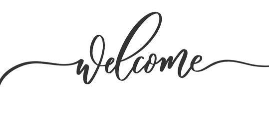 Fototapeta Welcome - calligraphic inscription with with smooth lines. obraz