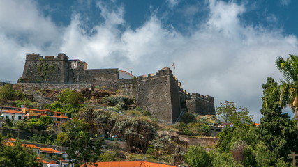 Fototapeta na wymiar view of old castle Fortaleza de Sao Tiago timelapse in Funchal, Madeira, Portugal