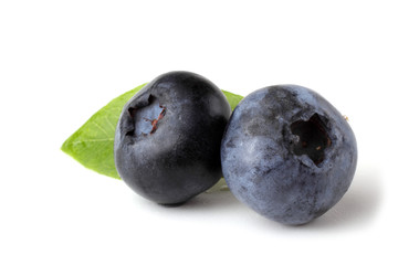 Blueberries and leaf