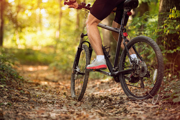 Muscular legs and mountain bike