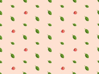Bright colors of seamless pattern with fruit and computer graphic.