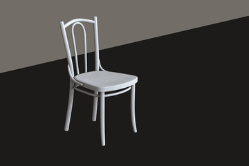 Antique wooden bent chair company Thonet. Render