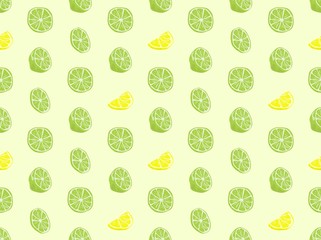 Seamless bright spring pattern with lemon and  circle.