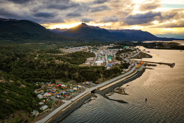 Sunset over Puerto Williams, southernmost town in Chile