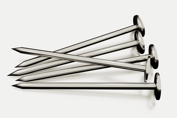 Several simple nails with heads, illustration