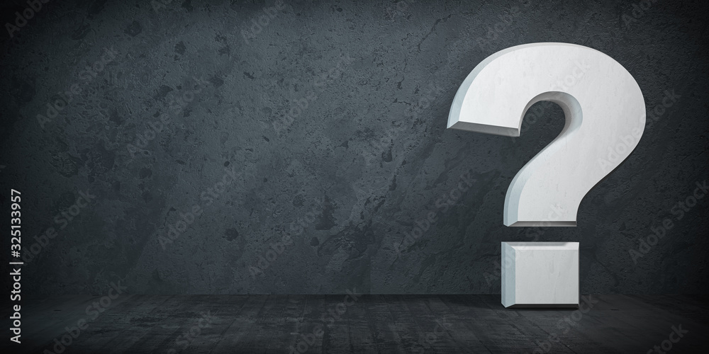 Poster question mark sign on black wall background. faq, idea or problem concept background.