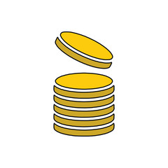 money coin color filled with outline vector icon