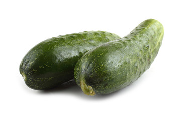 Two cucumbers isolated on white