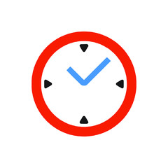 clock with blue and red color filled vector icon
