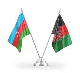 Afghanistan and Azerbaijan table flags isolated on white 3D rendering