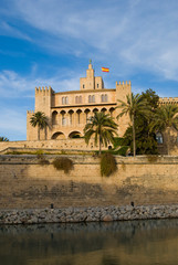 Fototapeta premium The Royal Palace of La Almudaina. City waterfront . Palma, Spain .