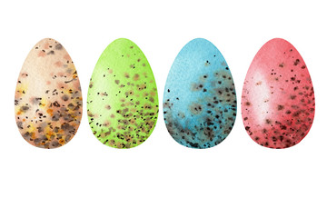 Set of bright quail easter egg with spots.