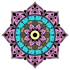 Decorative hand-drawn round pattern in the form of a mandala, vector isolated on white