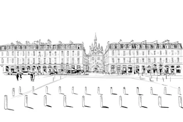 Fotobehang Bordeaux. France. Hand drawn sketch. Vector illustration. © romanya