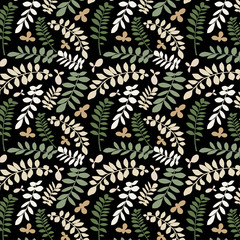 Leaves on black background .Design for print, textile, fabric, fashion, interior, wrapping paper.Seamless illustration