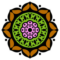 Ethnic Mandala Ornament. Arabic, Pakistan, Moroccan, Turkish, Indian, Spain motifs