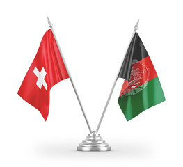 Afghanistan and Switzerland table flags isolated on white 3D rendering