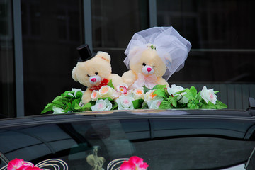 wedding teddy bears for wedding car decoration