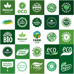 Set of organic and farm fresh food badges and labels