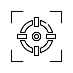 Central aim line icon, concept sign, outline vector illustration, linear symbol.