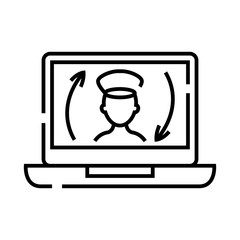 Computer protector line icon, concept sign, outline vector illustration, linear symbol.