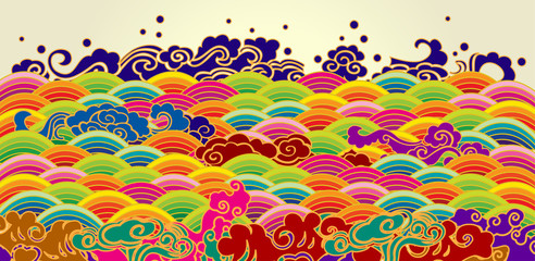 Colorful sea wave pattern background