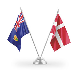 Denmark and Turks and Caicos Islands table flags isolated on white 3D rendering