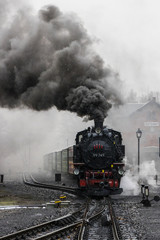 saxon steam locomotive during advent rides, - obrazy, fototapety, plakaty