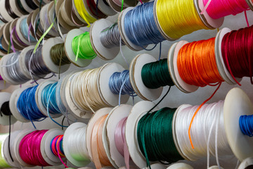 Colorful thread spools used in fabric industry