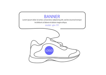 Sports shoes in a line style. Sneakers Vector . Sketch sneakers for your creativity.Shoe advertising .	