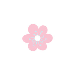Pink flower flat vector illustration on a white background.