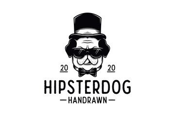 Hipster Dog Logo Template