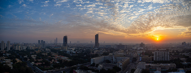 sunset panorama of city of Karachi, Pakistan - obrazy, fototapety, plakaty