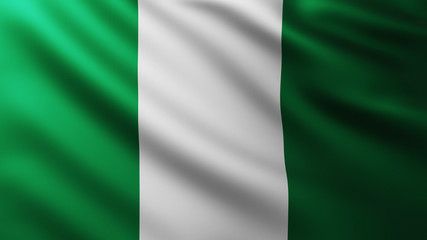 Large Nigerian Flag fullscreen background in the wind