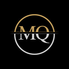 Initial MQ letter Logo Design vector Template. Gold and Silver Letter MQ logo Design