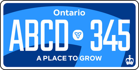 vehicle licence plates marking in Ontario in United States of America