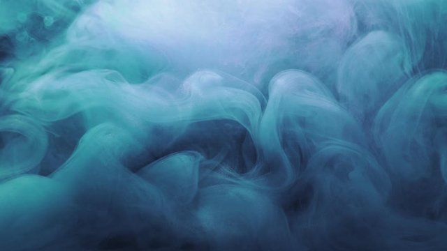 Colored steam cloud. Magic spell. Blue glitter vapor motion effect for transition.