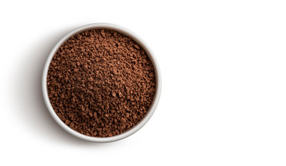Pile of cocoa powder isolated on white background
