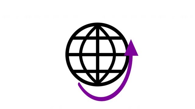 World internet connection logo animation loop purple